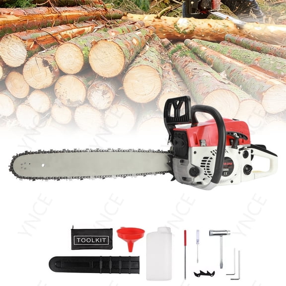 YNCE Gas Powered Chainsaw, 58-cc 3.2-HP, 2-Cycle Engine, 20 Inch Chainsaw with Automatic Adjustable Oil Pump, For Wood Cutting, Tree Trimming and Land Clearing