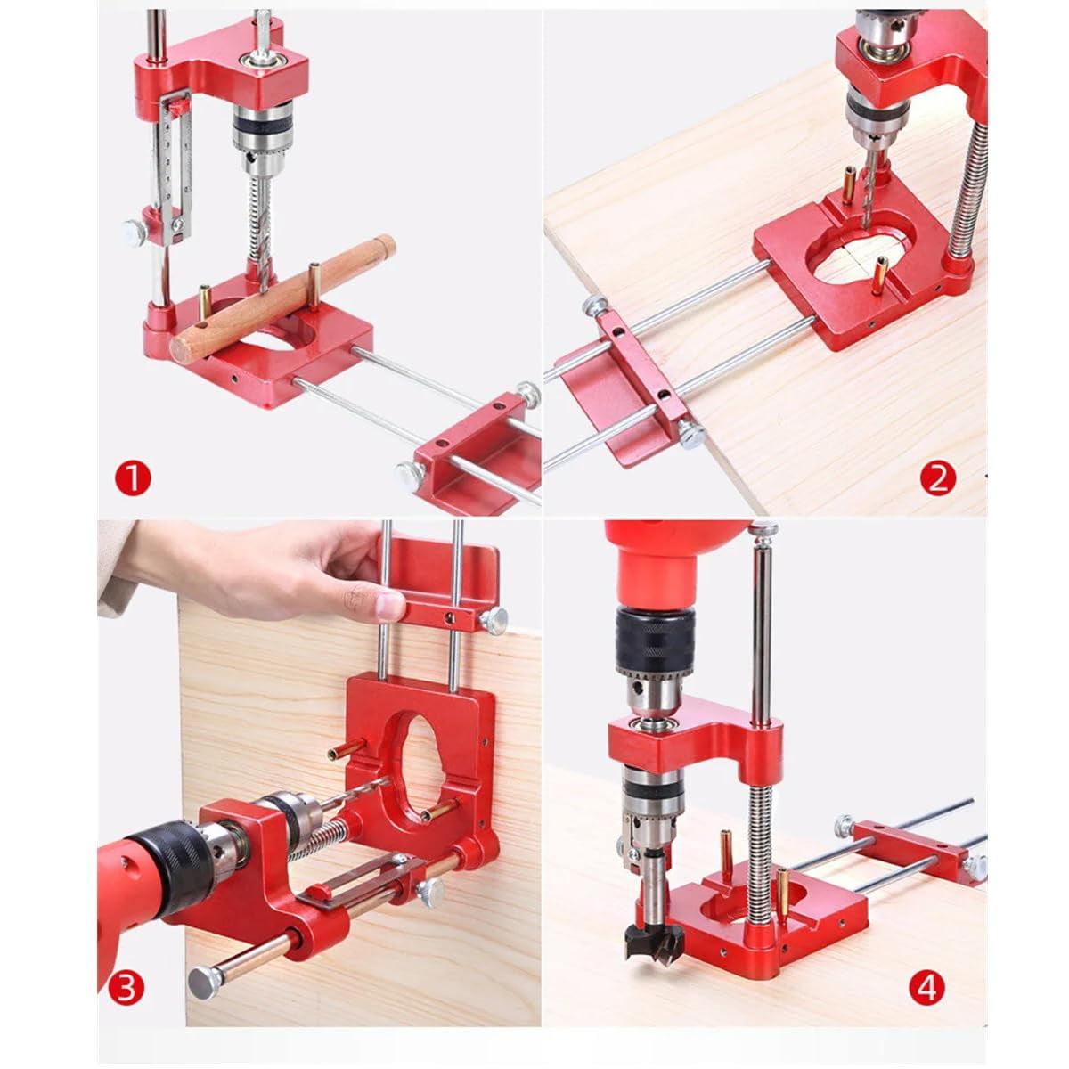Aluminum Alloy Woodworking Drill Locator Pocket Hole Jig Drill Guide Adjustable Punch Locator for DIY Bench Furniture Position Hand Tools