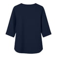 thumbnail image 6 of Pxxlle 3/4 Length Sleeve Shirts for Women Spring Trendy V Neck Tunic Tops Loose Fit Solid Color Summer Blouses Navy XL, 6 of 8