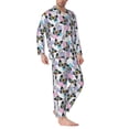 thumbnail image 2 of Naloa Bright Butterflies1 Men’s Pajamas Set - Long Sleeve Button Down Sleep Shirt and Pajama Bottoms Sleepwear Set-Medium, 2 of 7