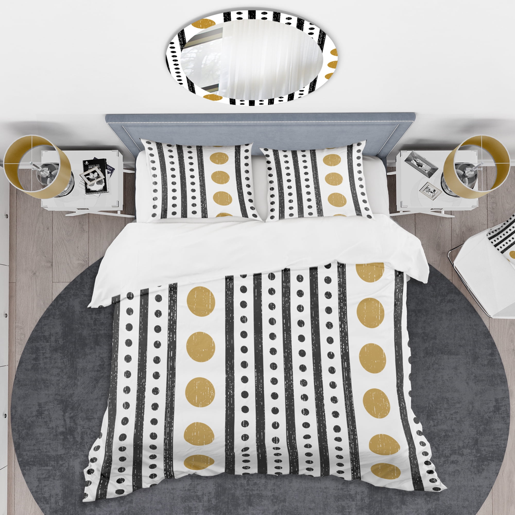 Designart 'Retro Geometrical Abstract Minimal Pattern VII' Mid-Century Modern Duvet Cover Set