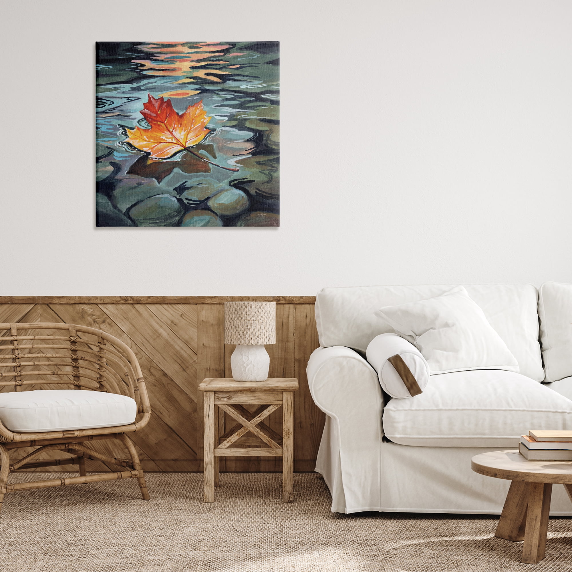Stupell Industries Maple Leaf Floating in Stream Canvas Wall Art, design by Kate Jarvik Birch