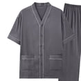 thumbnail image 3 of BaoFuBaoMei Mens Pjs Sets 2 Piece Big and Tall Button up 2 Piece V Neck Pajamas Short Sleeve and Pants Sleepwear Sets Comfy Soft Loungewear with Pockets, 3 of 4