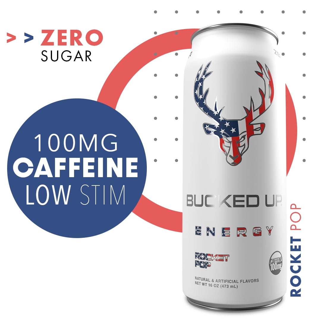 Buy Bucked Up Energy Drink Low Stim, Rocket Pop, 12 Cans, 16 fl oz, 100