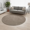 thumbnail image 2 of HomeRoots 674643 8 ft. Brown & Beige Geometric Transitional Washable Round Area Rug with UV Protection, 2 of 9