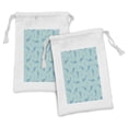 thumbnail image 1 of Dolphin Fabric Pouch Set of 2, Nautical Pattern with Aquatic Animal Silhouettes and Polka Dots, Small Drawstring Bag for Toiletries Masks and Favors, 9" x 6", Pale Seafoam and Sea Blue, by Ambesonne, 1 of 2