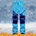 thumbnail image 2 of Zefriona Ski Pants Kids Softshell Reinforced Knees Waterproof Fleece Lined Winter Durable Trousers Light Blue 14, 2 of 9