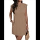 thumbnail image 2 of Vestido Corto de Verano para Mujer, Estilo Camiseta, Corta, Cuello Redondo, Informal, Holgado, Básico, Minivestido Caqui L, 2 of 7