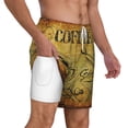 thumbnail image 3 of Goofa Coffee Vintage Printed Men's Swim Trunks Board Shorts Quick Dry Mens Swimming Trunks with Compression Liner,Breathable Fit Hawaii Beach Shorts-3X-Large, 3 of 9