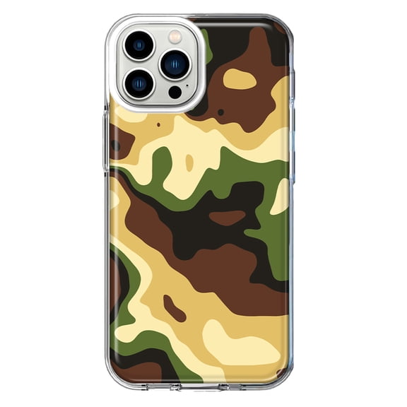 Mundaze - Case for Apple iPhone 13 Pro Slim Shockproof Hard Shell Soft TPU Heavy Duty Protective Phone Cover - Green Yellow Camo