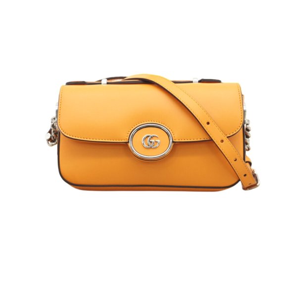 Pre-Owned GUCCI Double G 2-Way Shoulder Bag 739722 Orange Leather for Women