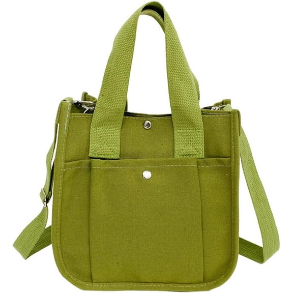 Small Canvas Tote Bag with Strap for Women Casual Satchel Handbag Hobo Crossbody Shoulder Purse for Work Travel