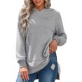 thumbnail image 1 of Sudaderas con capucha para mujer, suave, transpirable, Color puro, informal, estilo suelto, sudadera con capucha para mujer, fiesta, viaje, gris claro L, 1 of 7