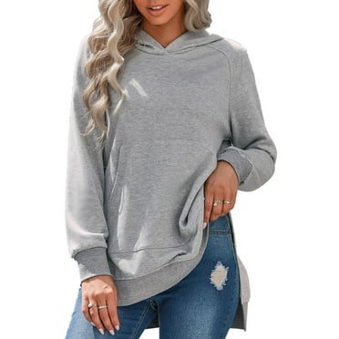 Womans Hoodies Soft Breathable Pure Color Casual Loose Style Women Pullover Hoodie for Women Party Travel Light Gray L