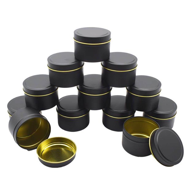 Matsuzay 12 Uds. De recipientes para velas, tarros pequeños para velas, latas portátiles para velas, recipientes para velas redondas de hierro negro Almacenamiento y organización del hogar Matsuzay HA014108-00