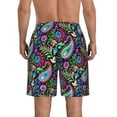 thumbnail image 3 of KLL Watercolor Floral Paisley Men's Casual Summer Beach Shorts Hawaiian Shorts with Pockets-Large, 3 of 5