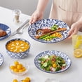 thumbnail image 3 of Plates and Bowls Set for 4, 12 Pieces Dinnerware Sets, Mircowave and Dishwasher  Dishes Set, Porcelain Blue Dinnerware, 3 of 6