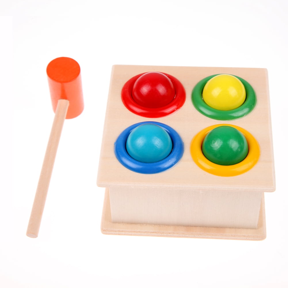 Wooden Knock Hammering Ball Toy Early Learning Educational Set Baby Kids AL 