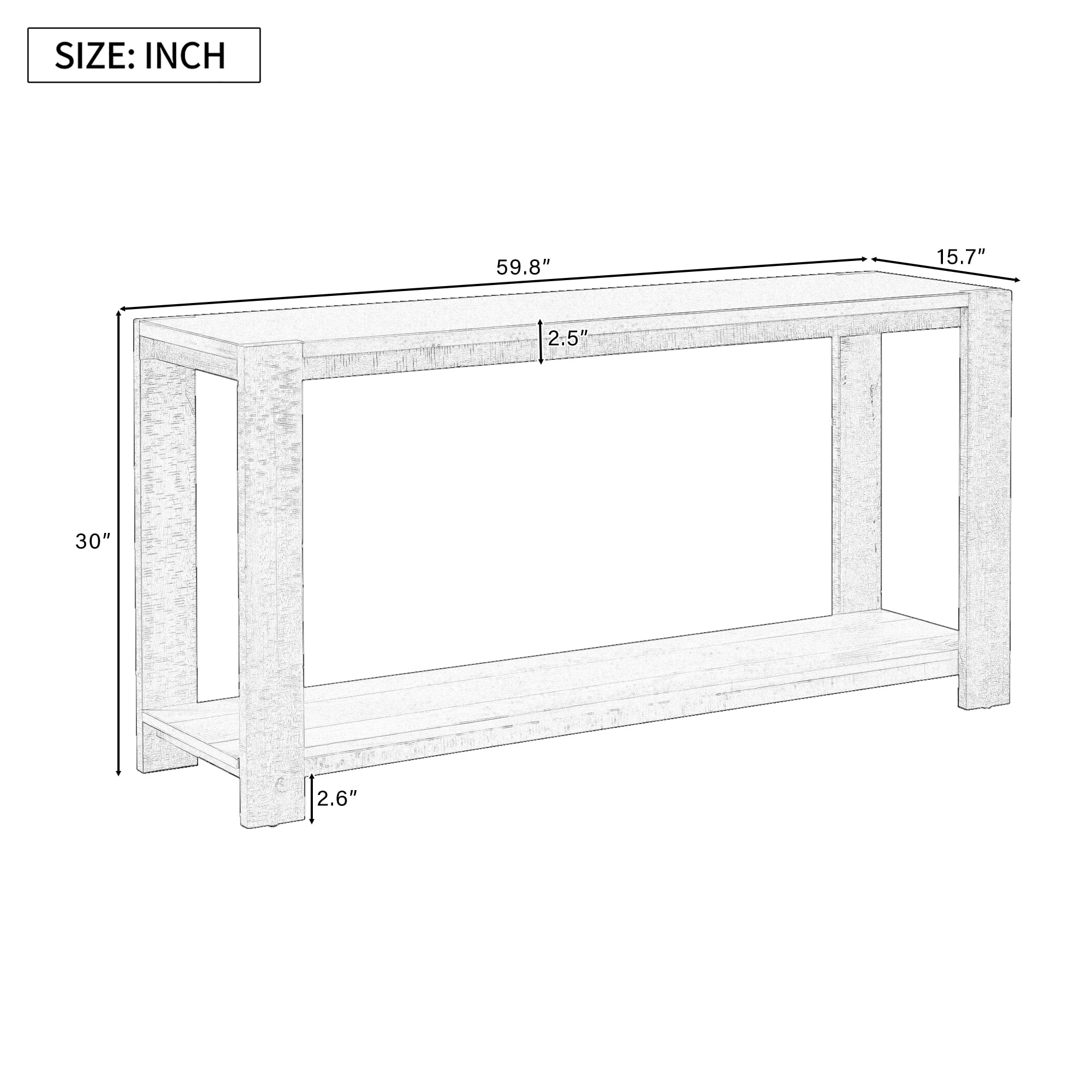 Euroco 59.8" Long Console Table, Entryway Table Narrow Sofa Behind Couch with Bottom Shelf for Foyer Hallway Living Room,Navy Blue