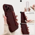 thumbnail image 2 of UTAH-Compatible with iPhone 15 Pro Case Cute Simple Wave Design Stylish Wavy Curly Frame with Wrist Adjustable Hand Strap Kickstand Grip Holder Soft Silicone Protective Cover - Wine Red, 2 of 4