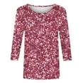 thumbnail image 4 of Sequins Tops Womens Fashion 3/4 Sleeve Tshirts Plus Size BlingBling Print Crewneck Tees Casual Top, 4 of 5