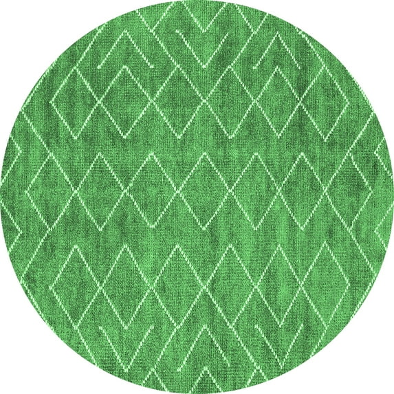 Ahgly Company Indoor Round Abstract Emerald Green Contemporary Area Rugs, 8' Round