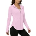 thumbnail image 3 of Bosfbaoi Women's Hooded Full Zip Curved Hem Sun Protection Jacket, Lightweight Quick Dry Breathable UV Protection Top, Thumbhole Zipper Pocket Sun Shirt for Outdoor Daily Wear, 3 of 9