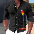 thumbnail image 2 of Camisa de moda para hombre nueva con estampado 3D de loro, camisa de manga larga con cuello alto, ropa informal de calle, ropa de diseñador informal en 5 colores, 2 of 4