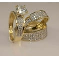 thumbnail image 3 of His Her Bridal Trio Natural Moissanite Wedding Band Ring Set in 14K Yellow Gold Plated, 3 of 4