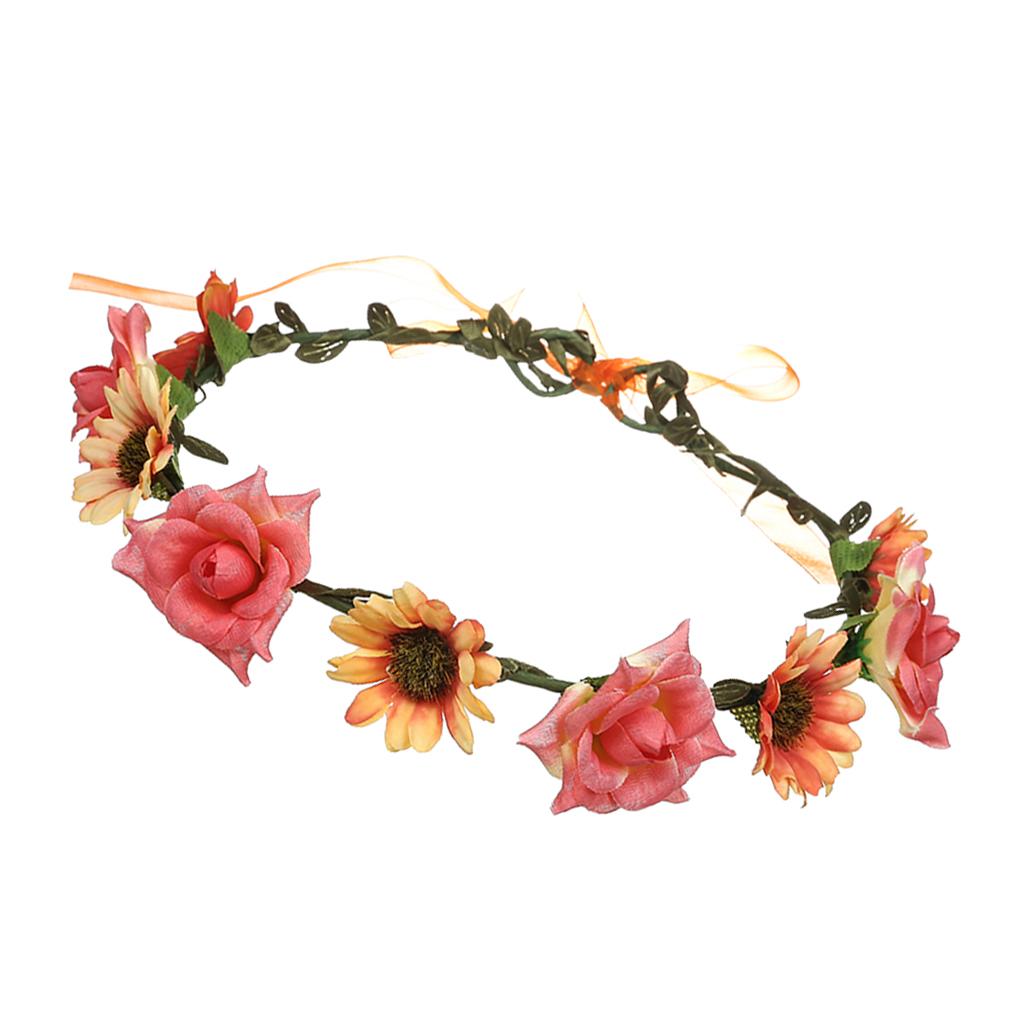 Milageto 5xWomen Boho Flower Crown Headband Garland Orange - Walmart.com