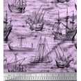 thumbnail image 1 of Soimoi Cotton Jersey Fabric Waves & Ship Ocean Print Fabric by Yard 58 Inch Wide, 1 of 1