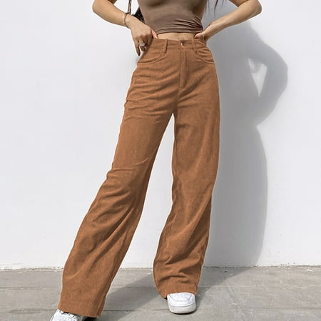 

OKBOP Womens Scrubs Pants Women’s Solid Mid Waisted Wide Leg Pants Straight Casual Baggy Trousers Summer Clearance 6