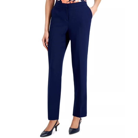Kasper NAVY Women's Elastic Waist Slim-Fit Ankle Pant, US 16