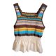 thumbnail image 1 of All-matching Knitted Sleeveless Vest for Women Crochet Tanks Top Rainbow Striped Crop Top Summer Square Neck Cami Tops brown, 1 of 4