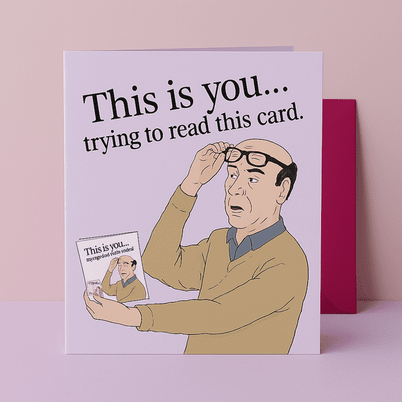 Hilarious Greeting Card – "This is You Trying to Read This Card" Funny Design – Blank Inside, Includes Envelope – Perfect for Friends and Family