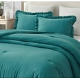 thumbnail image 4 of Chezmoi Collection Nora 3-Piece Teal Ruffled Edge Trim Microfiber Comforter Set, Oversized King Size, 4 of 8