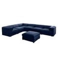 thumbnail image 3 of Blue Chenille Sectional Sofa with Cylindrical Support - Ergonomic and Relaxing Living Space, 3 of 6