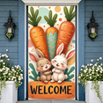 thumbnail image 5 of Cartoon Bunny Easter Bunny Banner Colorful Polka Dots Welcome Display Easter Egg Design Cute Rabbit Carrot Backdrop for Easter Party Spring Celebration Kids Event, 5 of 9