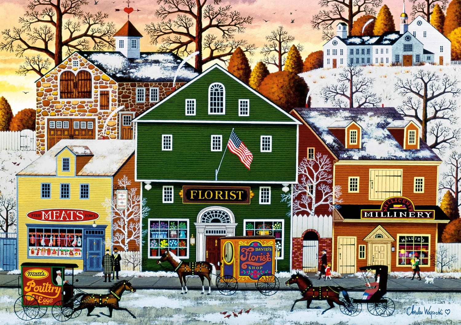 Buffalo Games - Charles Wysocki - Meats, Flowers, Hats - 300 Piece Jigsaw Puzzle