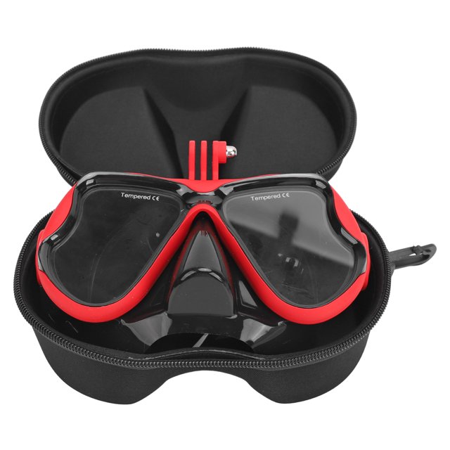 Lunettes de Natation avec Support, Lentille en Verre Trempé Anti-Buée Claire, Équipée pour la Natation et la Plongée Adultes, Étui de Rangement Inclus
