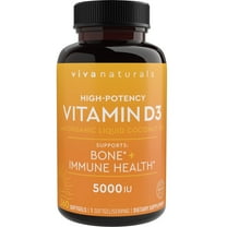Viva Naturals High-Potency Vitamin D3 5,000 IU with Organic Liquid Coconut Oil, 360 Softgels
