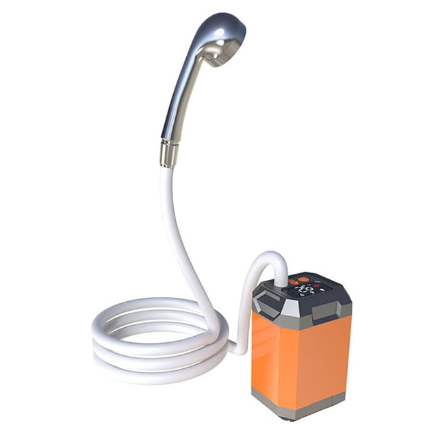 Ducha de Campamento Portátil para Acampar, Ducha Al Aire Libre Ajustable Con Detección de Temperatura Inteligente 4500MAH Batería Recargable Naranja