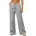 thumbnail image 2 of Enjoytime Sweatpants Women High Waist Drawstring Wide Leg Pants Solid Color Casual Workout Joggers with Pockets, 2 of 6