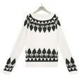 thumbnail image 4 of Cardigan Long Femme Mode Décontractée Rétro Impression Couleur Tricot Manches Longues Col Roulé Chandail Cardigans pour Femmes en Liquidation, 4 of 5