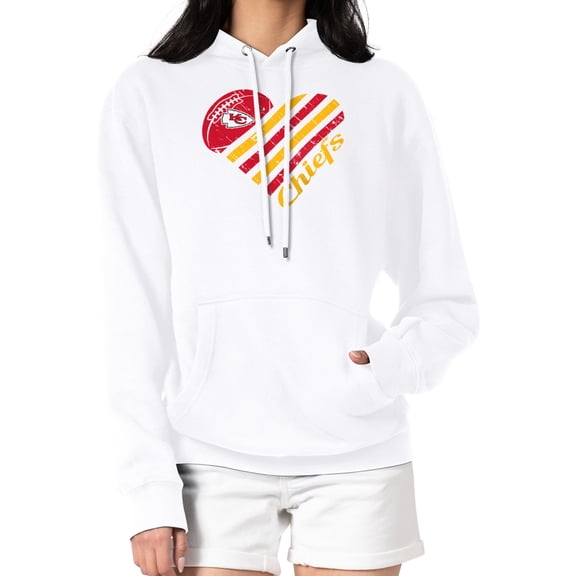 Women's G-III 4Her by Carl Banks  White Kansas City Chiefs Heart Graphic Fleece Pullover Hoodie