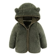 TAIAOJING Baby Girls Jacket Boys Bear Ears Hooded Outerwear Zipper Warm Winter Coat Outwear Clothes 6-12 Months