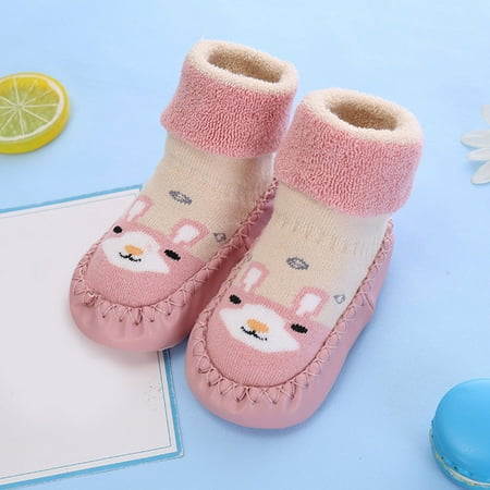 

TOWED22 Slippers For Kids Autumn And Winter Cute Children Toddler Shoes Blat Bottom Non Slip Socks Shoes Warm And Comfortable Beige