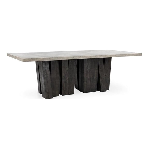 Pemberly Row 94" Dining Table Reclaimed Pine/Concrete Laminate in Brown & Gray
