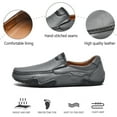thumbnail image 2 of Mens Business Loafers Leather Casual Oxford Shoes Lightweight Soft Work Shoes Non-slip Comfortable Driving Gray 10 US, 2 of 7