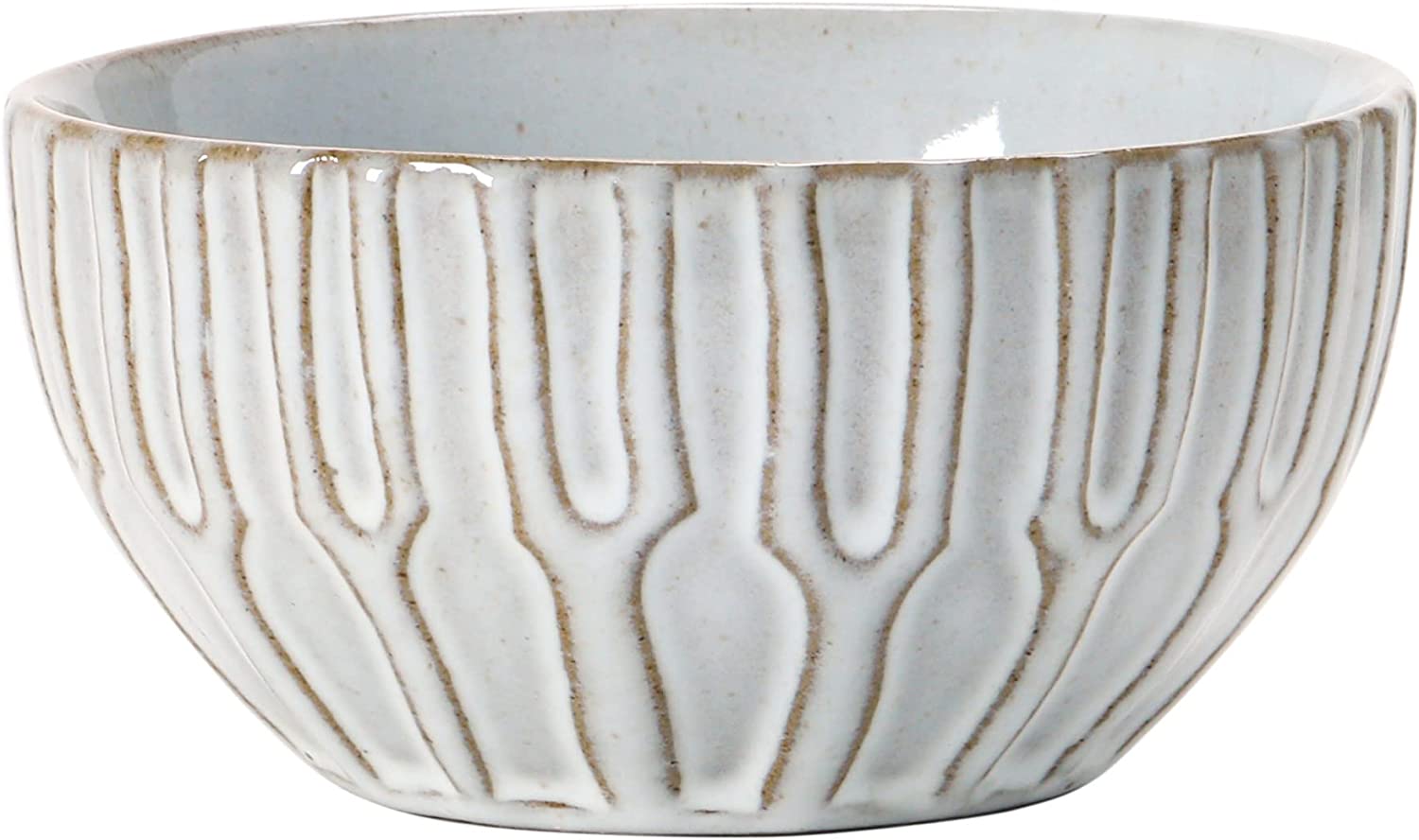 Creative Co-Op Debossed Stoneware Bowl, White, 4 Styles